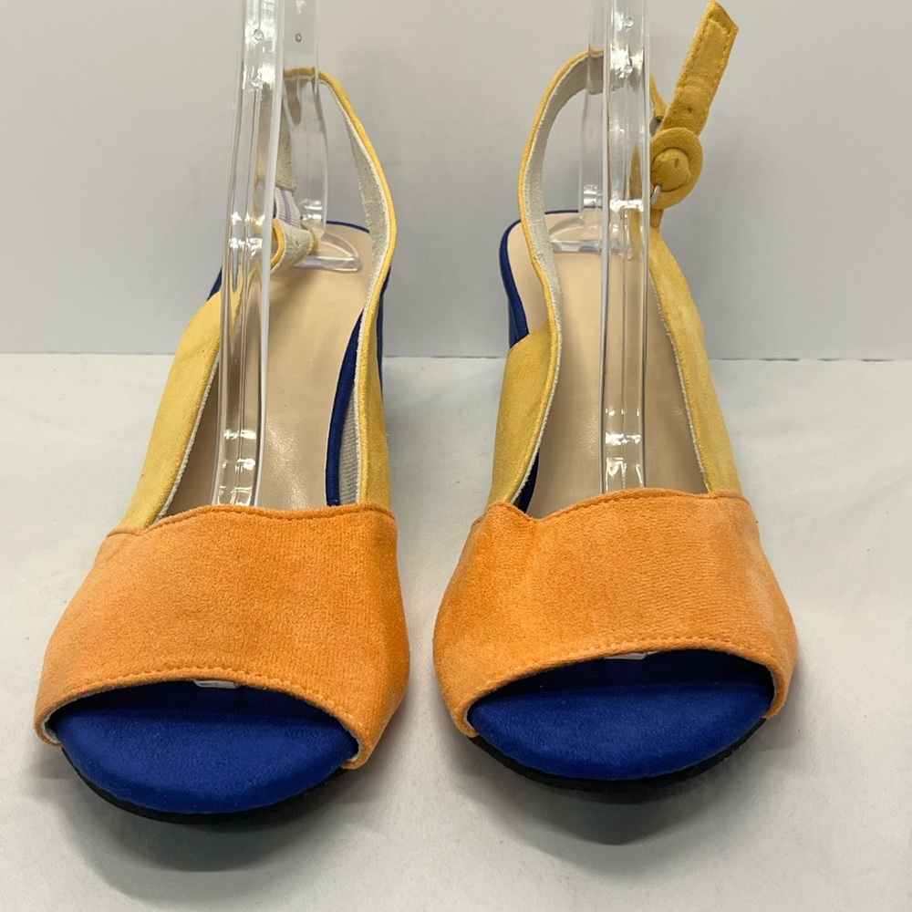 Vibrant Orange and Yellow Women's Sandals Suede-like
